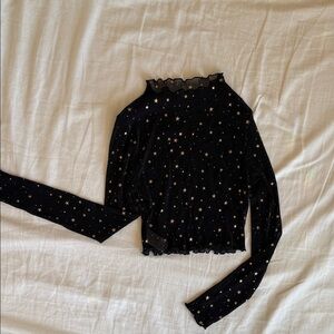 Black Star Patterned Women's Top